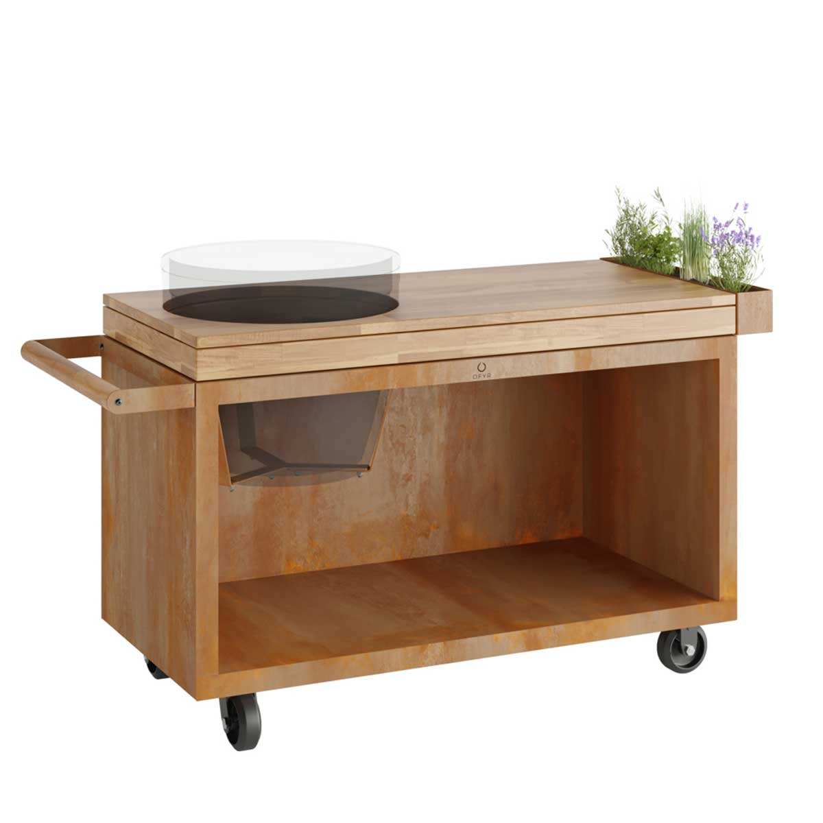 OFYR Kamado Table Corten 135 PRO Teakholz BGE OFYR Kamado Table Corten 135 PRO Teakholz BGE