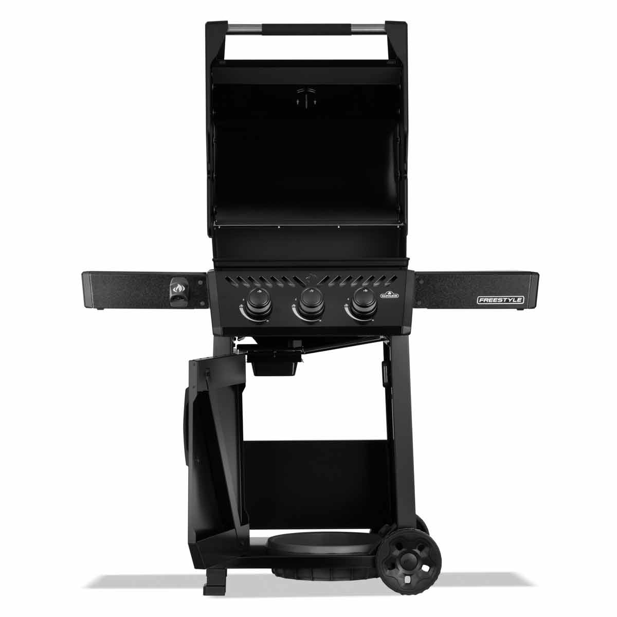 Napoleon Freestyle 365 in Schwarz, Haube und Tür offen