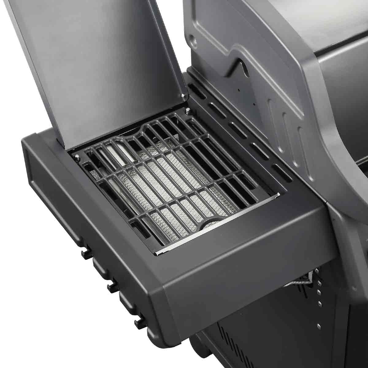 SANTOS Gasgrill S-318 | Seiten- & Heckbrenner, All Black inkl. Drehspieß, Rostheber & Silikonablage