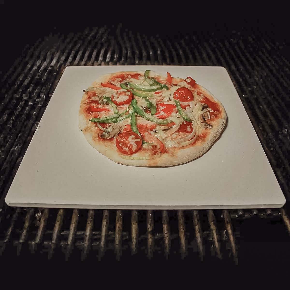 SANTOS eckiger Pizzastein für Gasgrills, Backofen, Holzkohlegrills, 30,5 x 30,5 cm