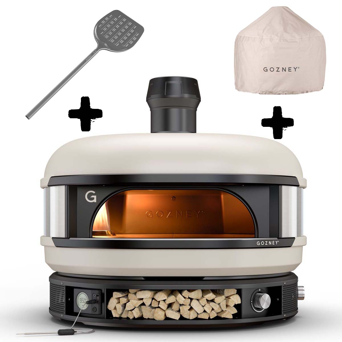 Gozney Dome Dual-Fuel Pizzaofen inkl. Abdeckhaube und Heber, cremeweiß