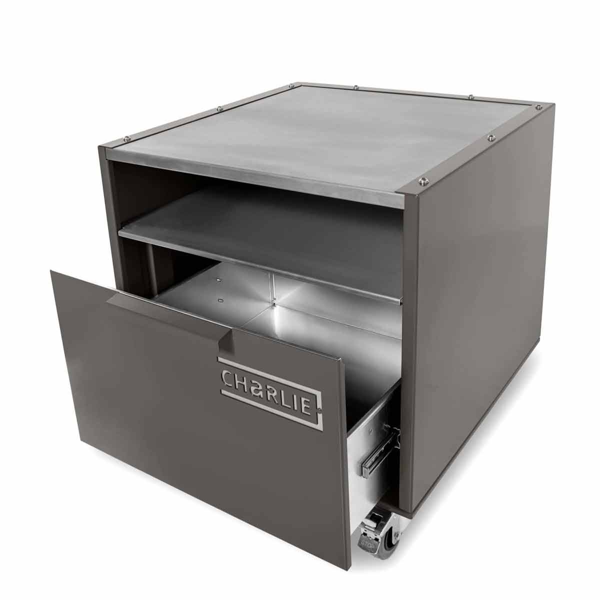 Charlie Oven Unterwagen, geöffnete Schublade
