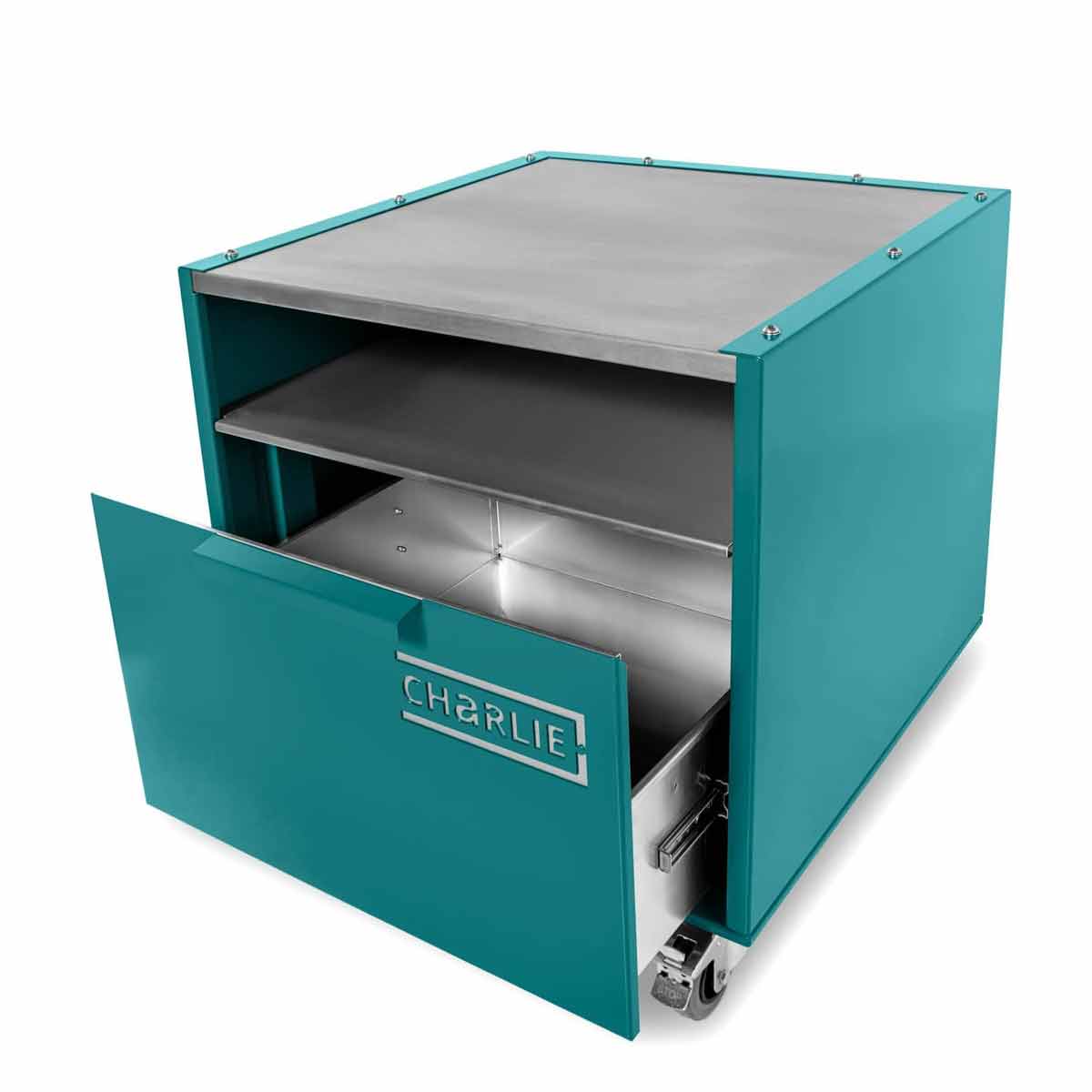 Charlie Oven Unterwagen, geöffnete Schublade