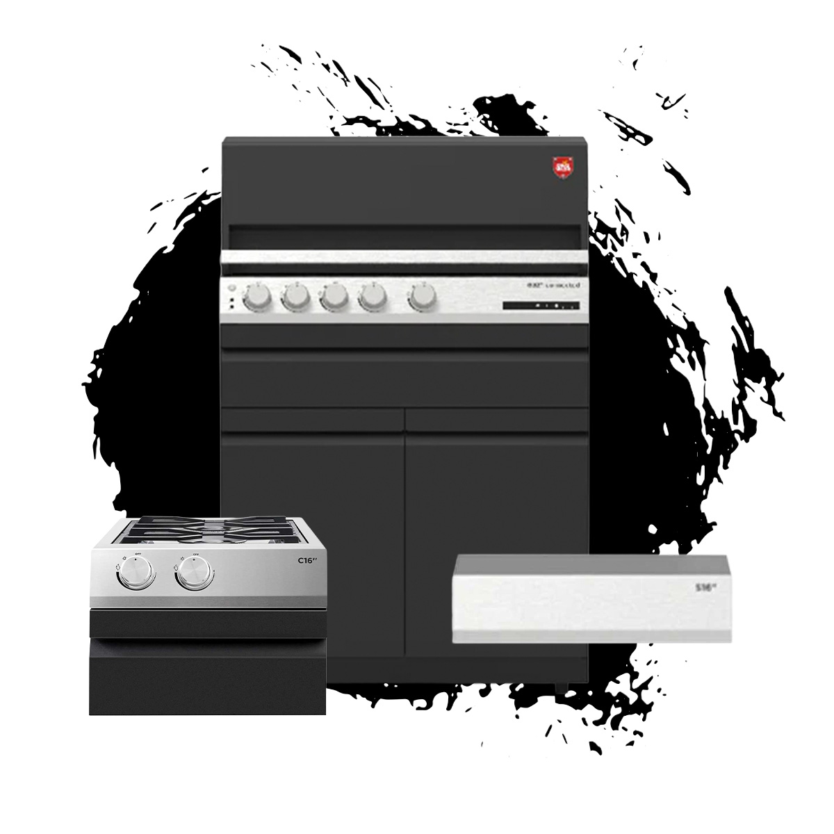 Otto Wilde G32'' Connected Gasgrill | Schrank mit Türen inkl. T16 Addon & C16 Addon